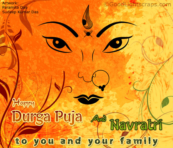 Durga Puja Greetings, Wishes, Cards, image with saying