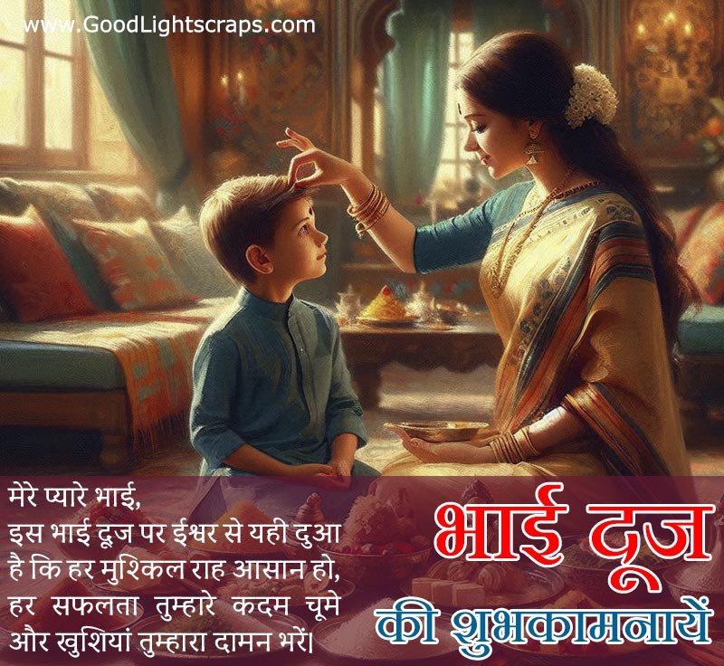 Bhai Dooj hindi greetings images with quotes and wishes