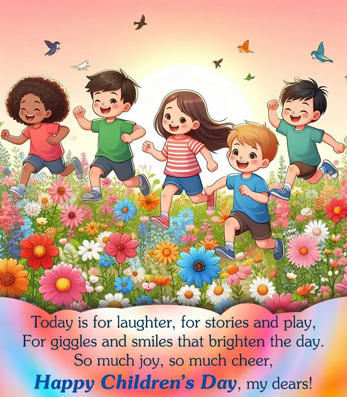 Childrens day image with short poem in hindi