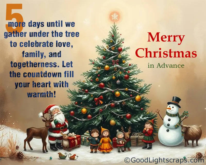 christmas countdown image from goodlightscraps.com, 5 days till christmas