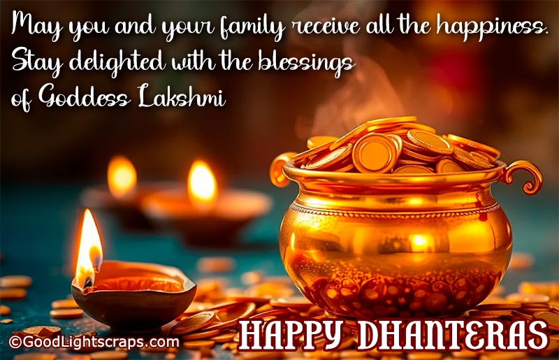 dhanteras greetings for happiness and blessings of goddess lakshmi