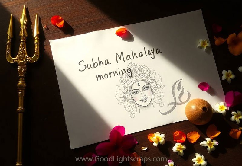 Mahalaya good morning image with bengali text