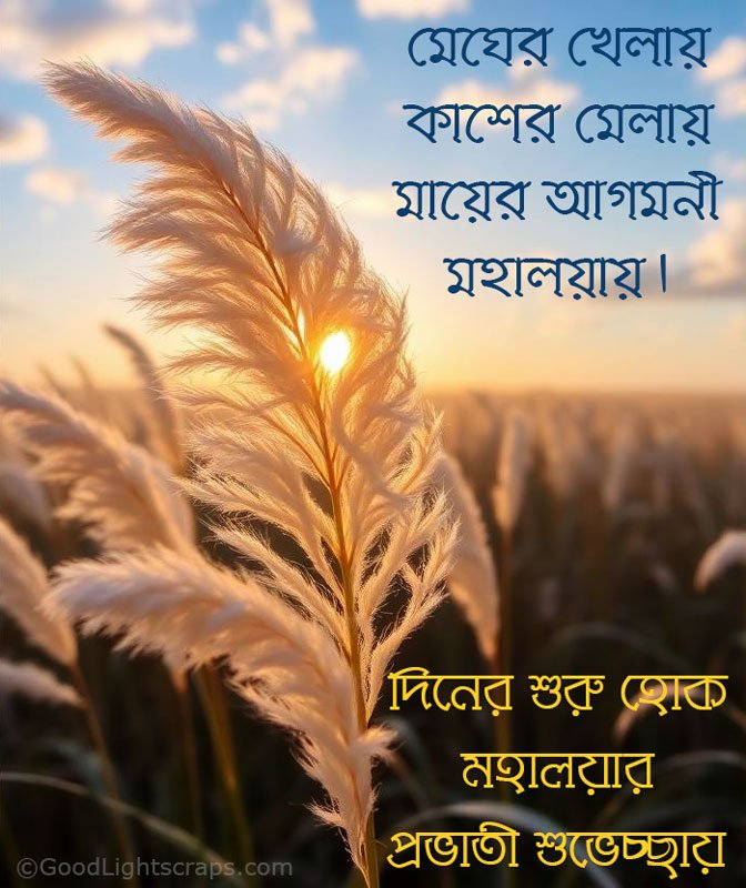 Mahalaya good morning image with bengali text