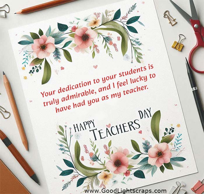 a floral image with message for teachers day